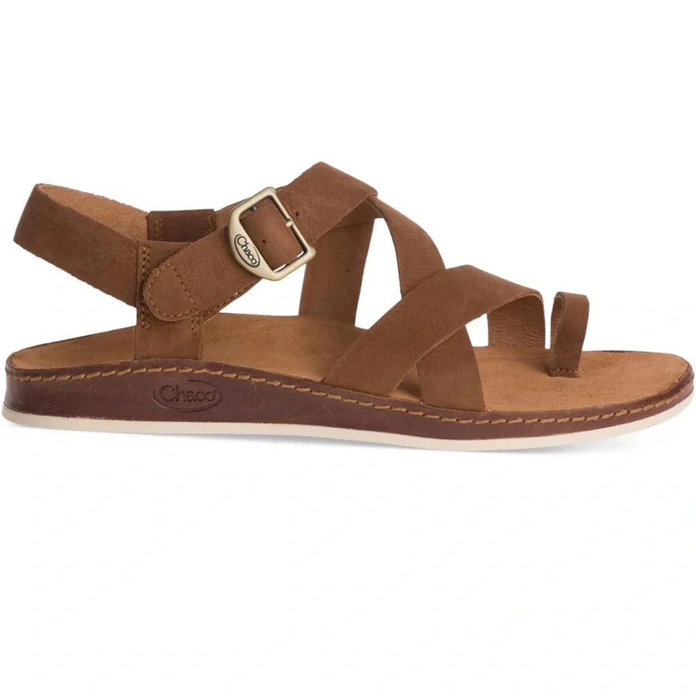 Chaco Women's Brown Leather Strappy Toe-Ring Sandal - Wayfarer Loop Sandal - Picture 1 of 10
